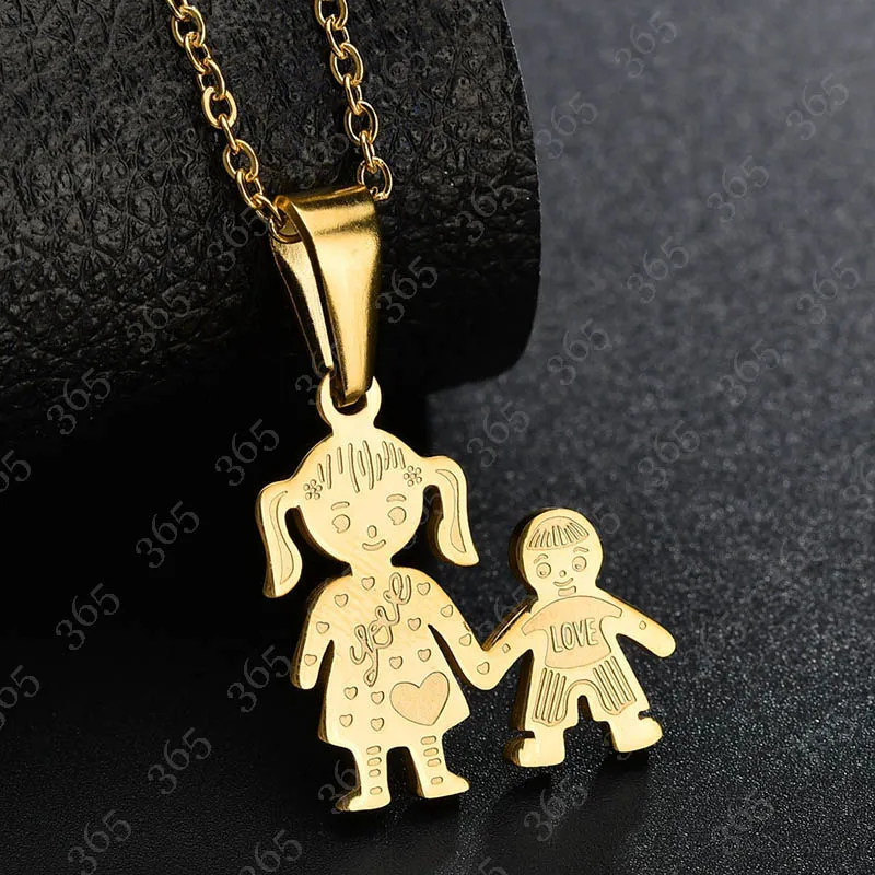 Высокое качество Серебряный Цвет Мама Подвеска для мальчика ожерелье из нержавеющей стали любящее семейное ожерелье для мамы сестры печатный подарок