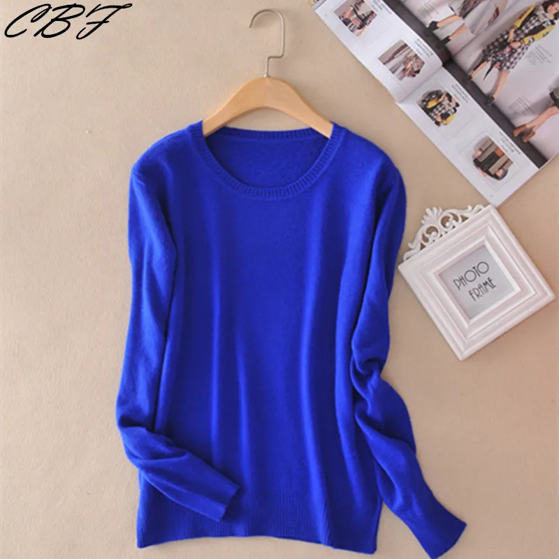 CBF Wholesale price winter ladies Knitted Cashmere Wool sweater tradition Circular collar Pure color Soft warmth Pullover | Женская