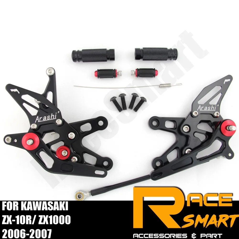 

FOR KAWASAKI ZX-10R ZX1000 2006 2007 Rear Footrests Foot Rest Pegs Pedal Motorcycle Accessories CNC Adjustable Rearset ZX 10R