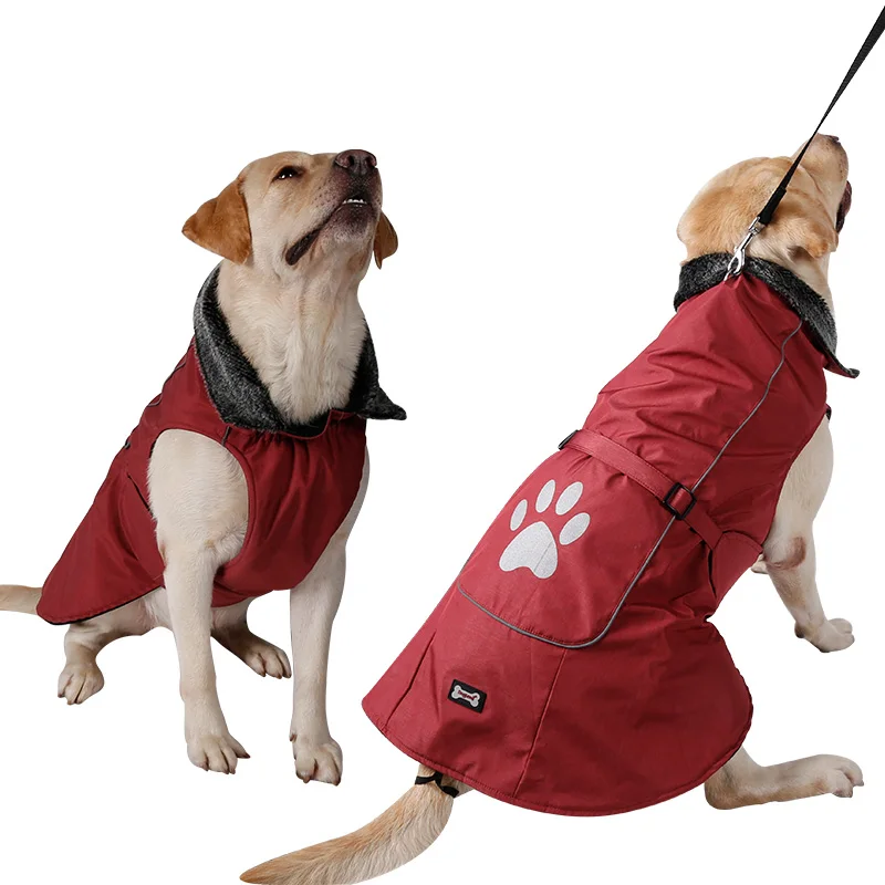 Водонепроницаемая и Светоотражающая Одежда для собак, зимний теплый жилет с меховым воротником, куртка, пальто, спортивная одежда для маленьких, средних и больших собак