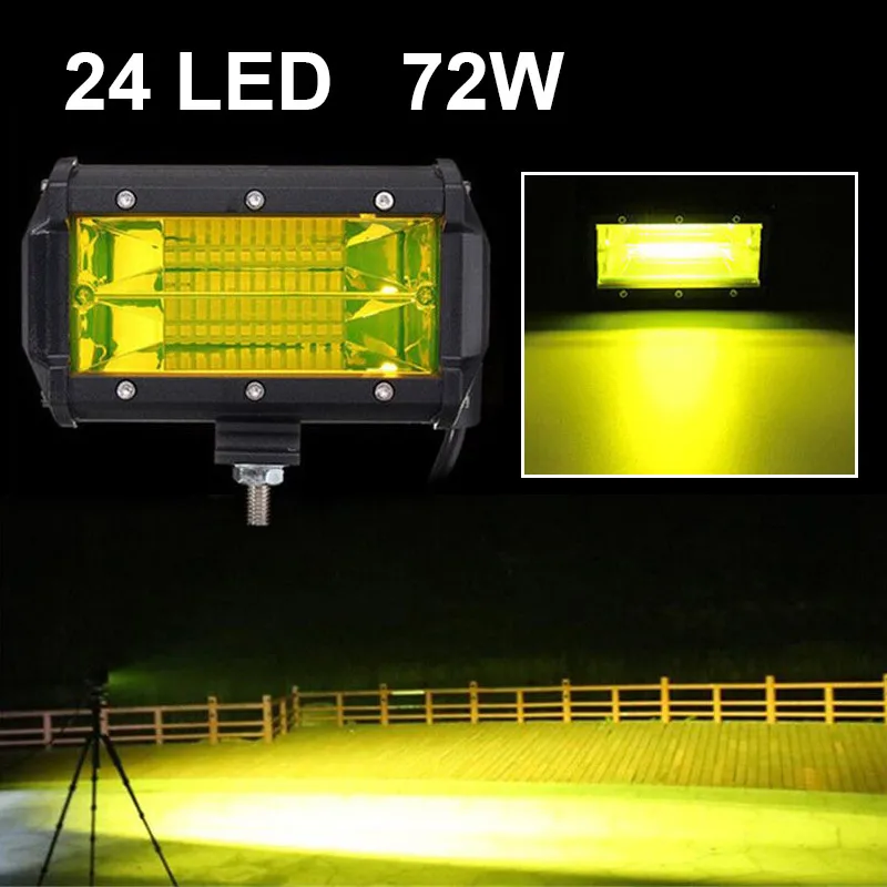 Motorcycle LED Light Bar 4x4 Auto Accessorie 12V Offroad Work Light 3000K Yellow 72W 5inch Flood IP67 4WD ATV Car Fog Lamp WOXMA Motorcycle LED Light Bar 4x4 Auto Accessorie 12V Offroad Work Light 3000K Yellow 72W 5inch Flood IP67 4WD ATV Car Fog Lamp WOXMA