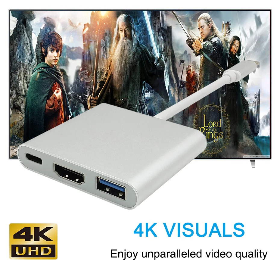 USB Type C To HDMI USB 3.0 Charging Adapter Converter USB-C 3.1 Hub Adapter for Mac Air Pro Pixel Huawei Mate10 Samsung S8+ Plus (117)