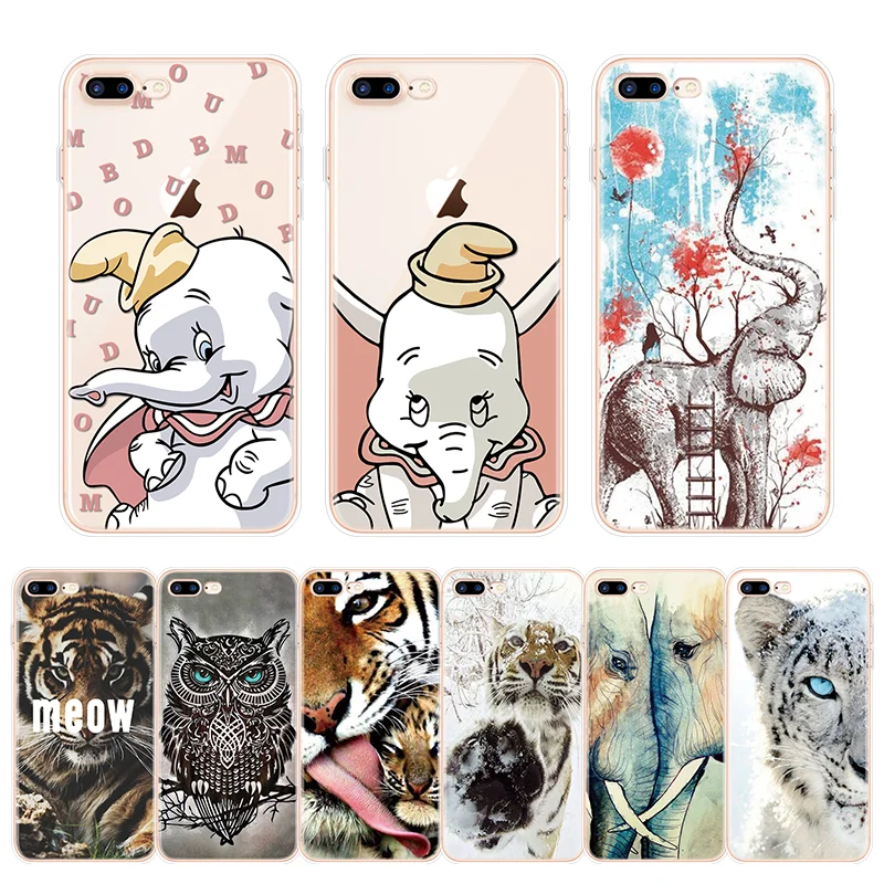 

Cartoon Dumbo Back Case For iPhone 8 Plus 6 6S 7 Plus 4 4S 5C 5 5S SE Clear Silicon Cover For iPhone 11 Pro XS Max XR X TPU Capa