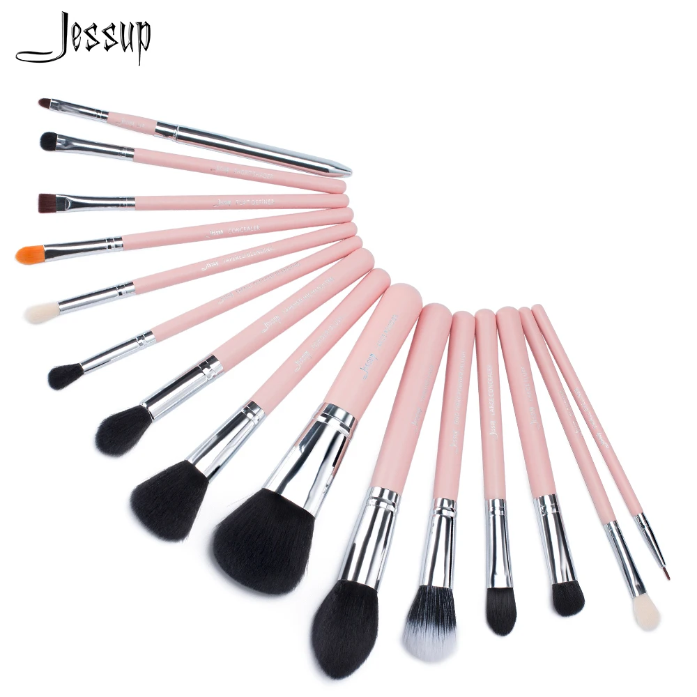 Big Discount Jessup 15pcs Pink/Silver brochas maquillaje pinceaux
