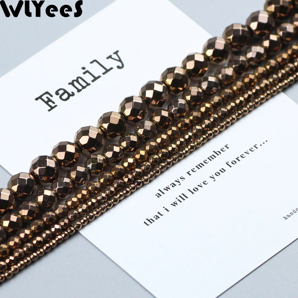 WLYeeS окрашенные медные граненые круглые гематитовые бусины разделитель