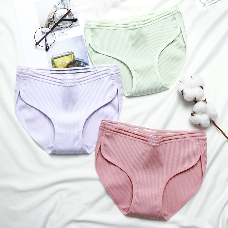LANGSHA 3Pcs/lot Women Panties Confort Cotton Underwear Sexy Seamless Traceless Briefs Breathable Low Waist Sexy Girls Panties