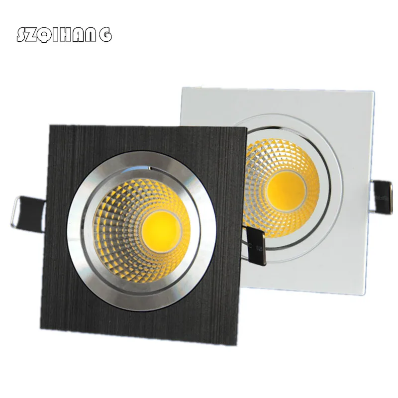 

Dimmable Led downlight light COB Ceiling Spot Light 7w 10w 85-265V ceiling recessed Lights Indoor Lighting White Black Silver
