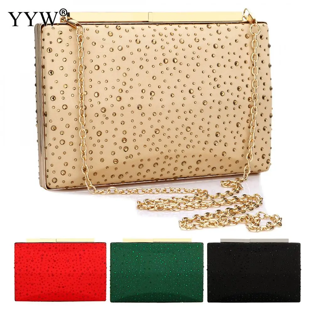 

New Evening Clutch Bag Rivet Box Crossbody Bags With Chain Wedding Party Bolso New Year Gift Ladies Clutches Wallets Women's Bag