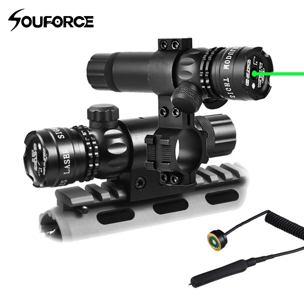 

New Tactical Outdoor Green Dot Laser Sight Adjustable Switch Rifle Scope With Rail Mount For Gun Hunting