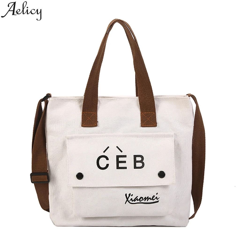 

Aelicy Large Capacity Canvas Bags For Students Women's Letter Print Messenger Bags Simple Style Shoulder Tote Bags Hot Sales
