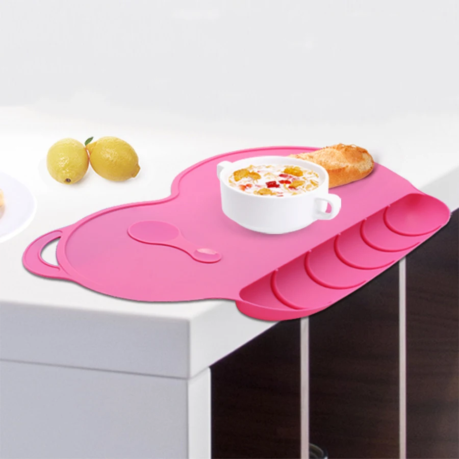 Baby Kid Silicon Plate BPA Free Health Lunch Tableware Placemat Waterproof Snack Mat Food Pocket Child Feeding Bowl