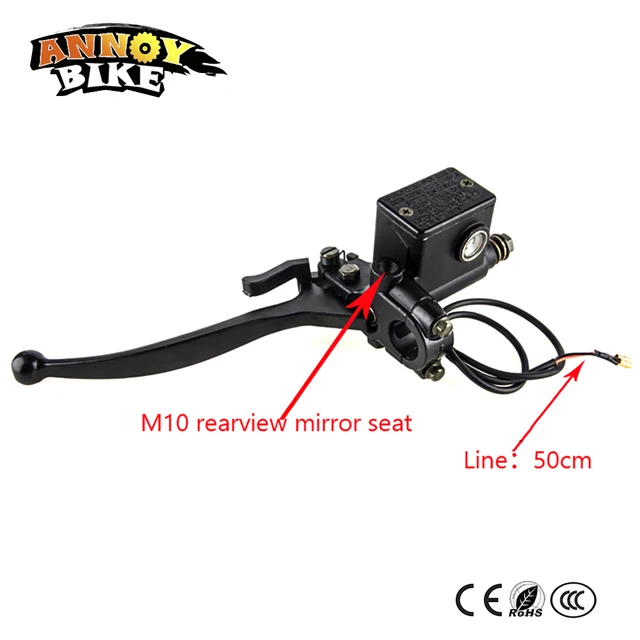 Electric Bike Hydraulic Brake Tricycle Moped Rear Electric Bike Hydraulic Brake Tricycle Moped Rear Master Cylinder Lever Pump With 10mm Mirror