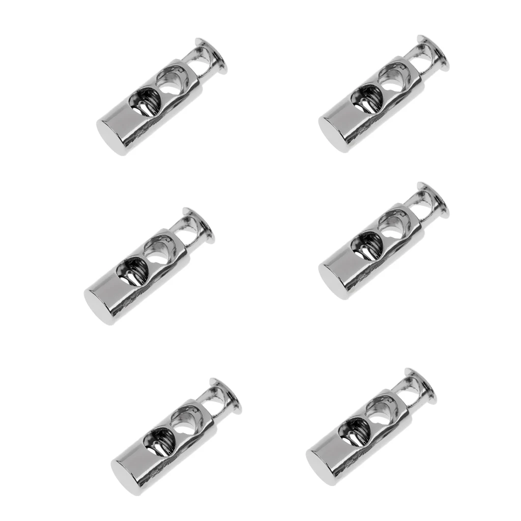 

(Pack of 6) Metal Barrel Cylinder Cord Locks Stopper Toggle Rope Clamp Double Hole Cord Locks Clasp Buckle Drawstring Sewing