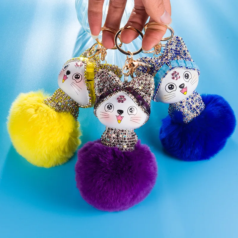 Новое поступление Мода кулон сыр Lucky Cat кролика рекс меховой брелок для