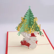 Merry Christmas Tree Винтаж 3D лазерная резка Новая бумага ручной работы на заказ поздравительные открытки Рождественские подарки сувенирные открытки