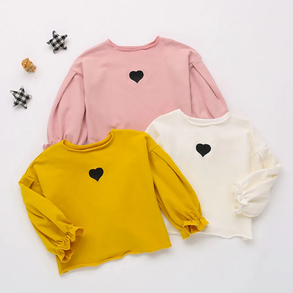 

Fashion Baby Girls Cotton Soft Long Sleeve Heart Print Soft Toddler Kids Tops Shirt Clothes 2018