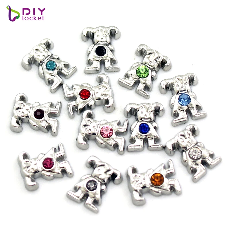 

12pcs/lot "Girls"Mix Color Zinc Alloy Float charms For Glass Memory Lockets &Floating locket bracelet Wholesale LSFC098*12