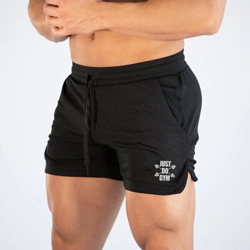 Новые стильные мужские шорты для фитнеса, летние облегающие шорты для тренажерного зала, бодибилдинга, пляжные шорты для мужчин, быстросохнущие шорты для тренировок, сетчатые спортивные шорты - Цвет: black42