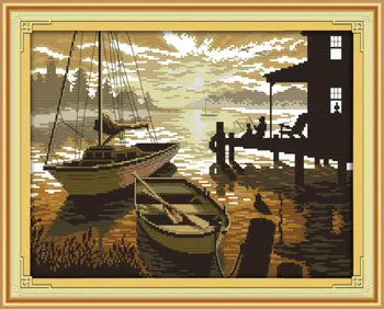 

The sunset scenery Printed on Canvas DMC Counted Chinese Cross Stitch Kits printed Cross-stitch set Embroidery Needlework