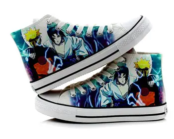 

High-Q Unisex Naruto Canvas shoe Hand-painted shoes plimsolls Uzumaki Naruto Uchiha Itachi Sasuke Canvas Shoes rope soled shoes