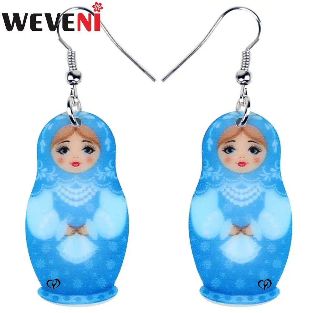 WEVENI Акриловые Синие серьги подвески для девочек и русских кукол модные ювелирные