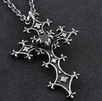 Черный кристалл ретро узор Готический Полночь Винтаж Панк крутой крест кулон ожерелье качество модные ювелирные изделия Бесплатная Прямая доставка - изображение