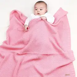 Детское одеяло вязаное изделие пеленать новорожденного Обёрточная бумага мягкие диван Постельное белье Стёганое одеяло одноцветное Цвет