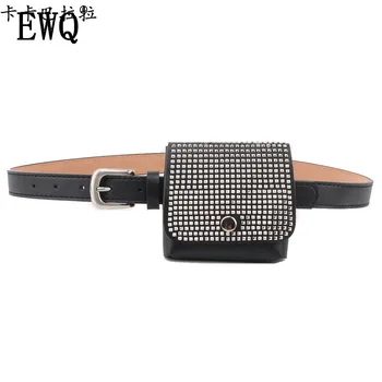 

[EWQ] 2020 Spring New Trendy Design Pockets Fashion WomenJoker Long Belt Decorative Rivet Pouch Pocket Wild Accessories