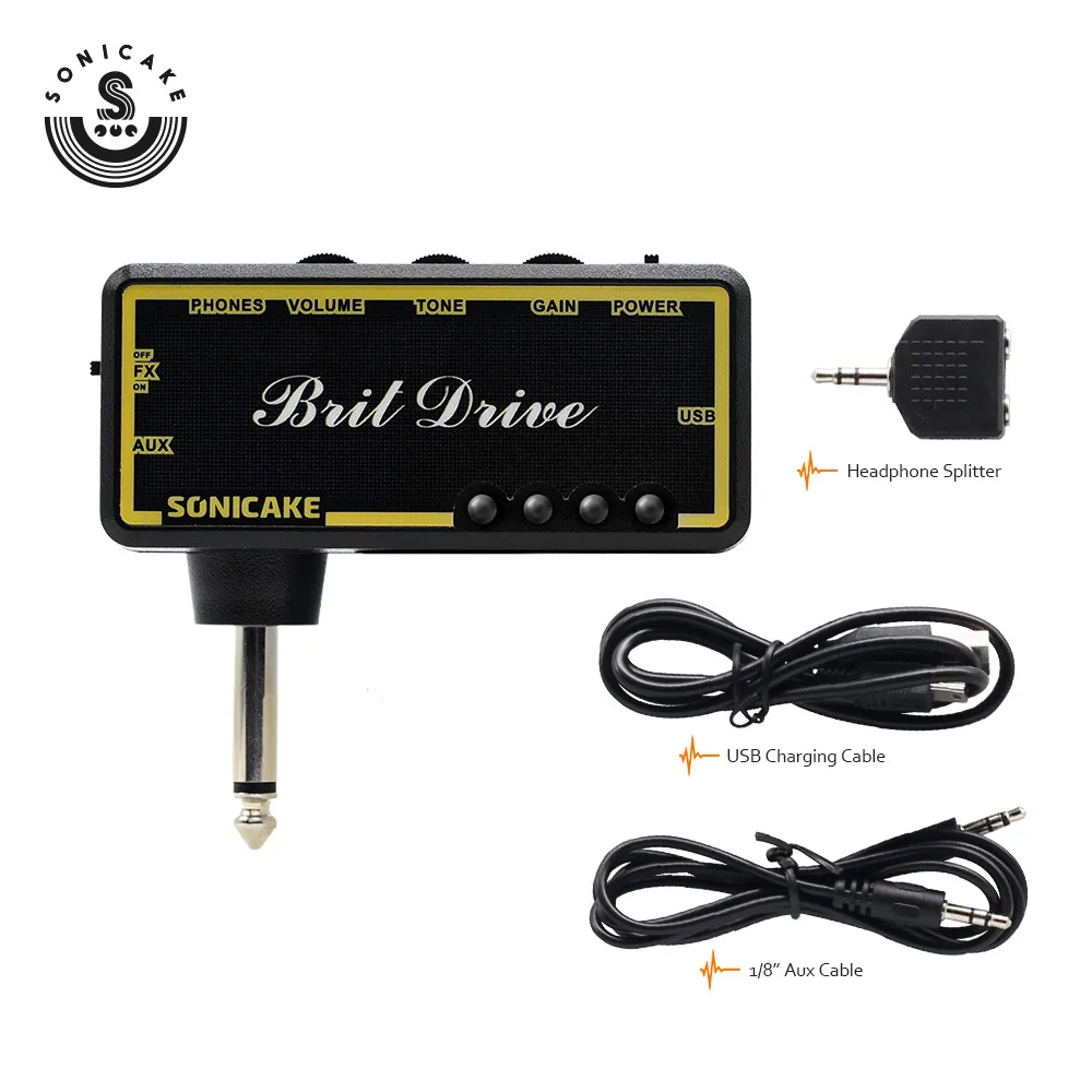 SONICAKE Amphonix Brit Drive профессиональная педаль эффектов Гитарные наушники для карманного усилителя мини-усилитель со встроенным овердрайвом