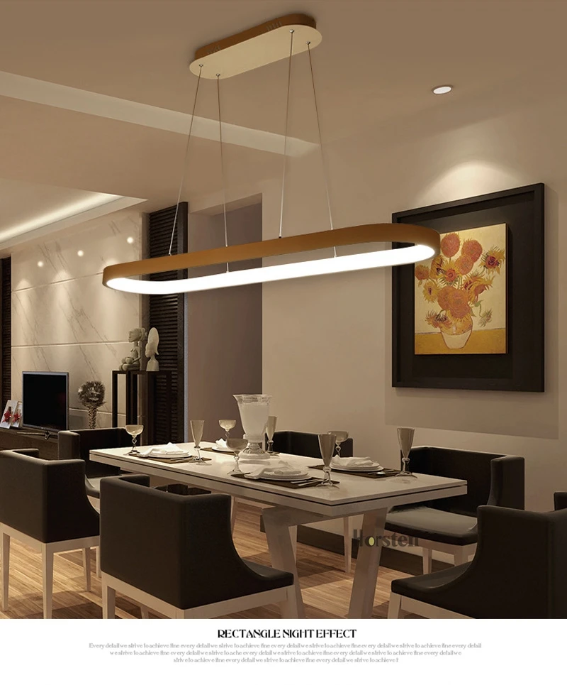 Modern Minimalism Oval Ring LED Pendant Lights Aluminum Acrylic Suspension Hanging Lamps For Dining Room Restaurant Office (7)