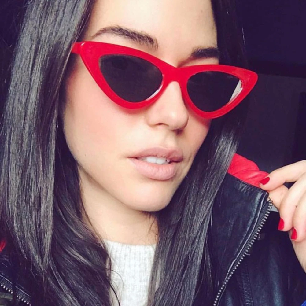

HJYBBSN FASHION Sexy Cat Eye Sunglasses Triangle LADIES Small Size Modern Retro Designer Women Sun Glasses Shades for Lady