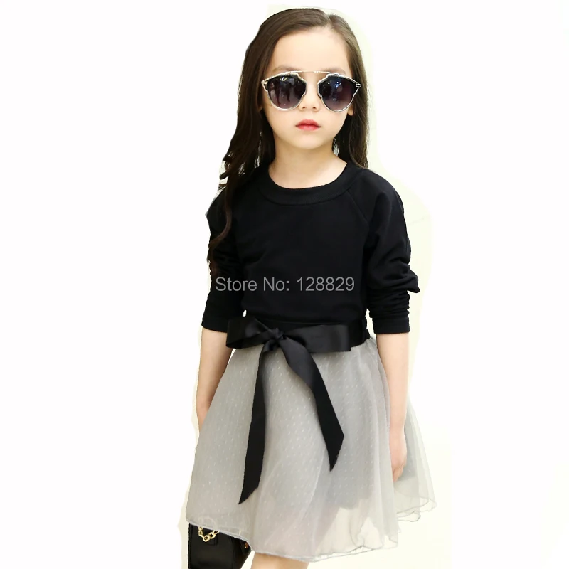 Комплект одежды для девочек хлопчатобумажная повседневная детская одежда футболка с длинными рукавами и юбка комплект одежды для девочек из 2 предметов