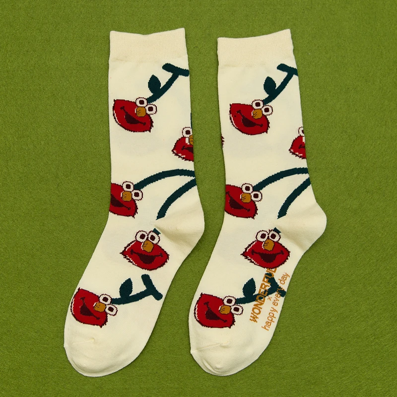 Модные женские носки унисекс Harajuku, цветные хлопковые носки для мужчин, 1 пара - Цвет: CH8100-Cheery
