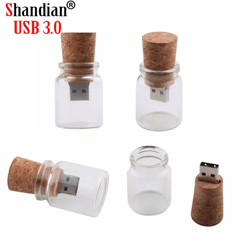 

SHANDIAN USB 3.0 new floating bottle pendrive 4GB 8GB 16GB 32GB wish bottles usb flash drive memory Stick cartoon wedding gift