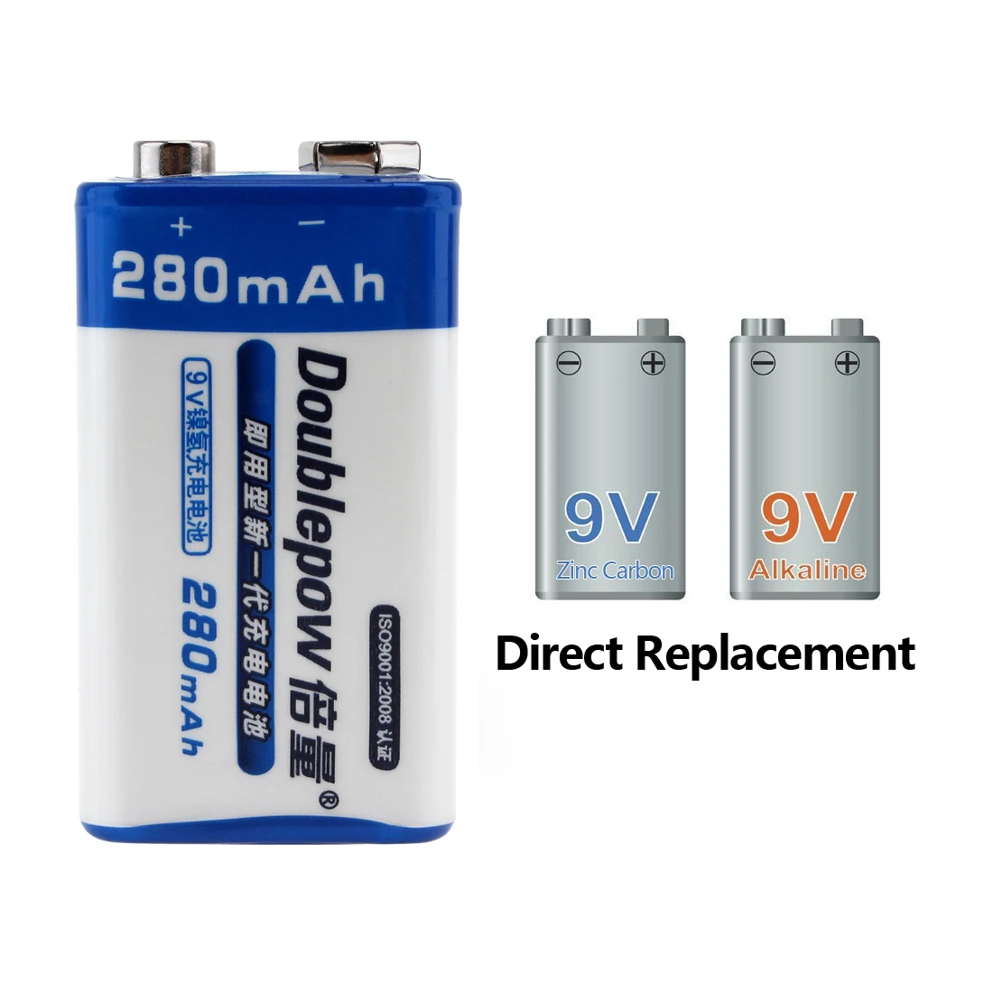Doublepow 2шт 9В Ni MH 280mah перезаряжаемая батарея NiMH pilhas recarregaveis с коробкой для