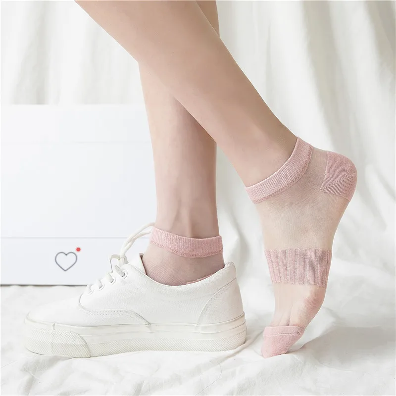 

SP&CITY New Summer Transparent Breathable Short Socks Slippers Women Thin Hollow Out Net Ankle Socks Invisible Ankle Cool Socks