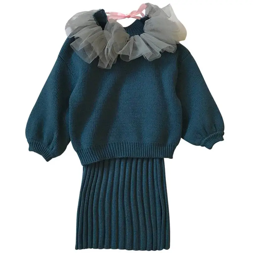 Clothing-Sets Toddler Dress Pullover Knitted Fall Girls Baby Kids Children's Winter Suit Clothing-Sets Toddler Dress Pullover Knitted Fall Girls Baby Kids Children's Winter Suit