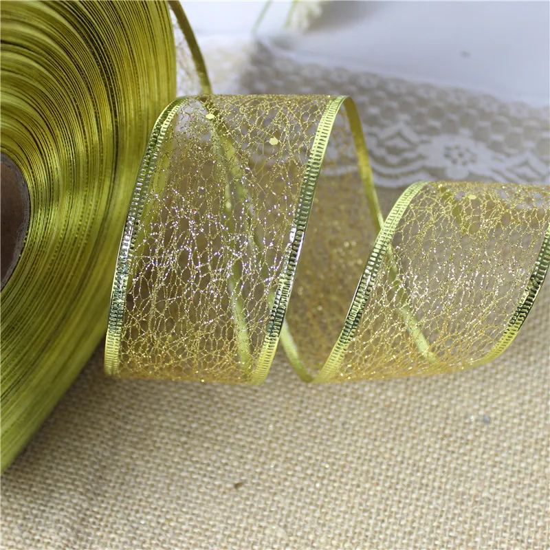 

5CM Width 100yards Streamer Red/Gold/White/Blue Messy Net Ribbon Making Bows Wedding Party Christmas Decoration