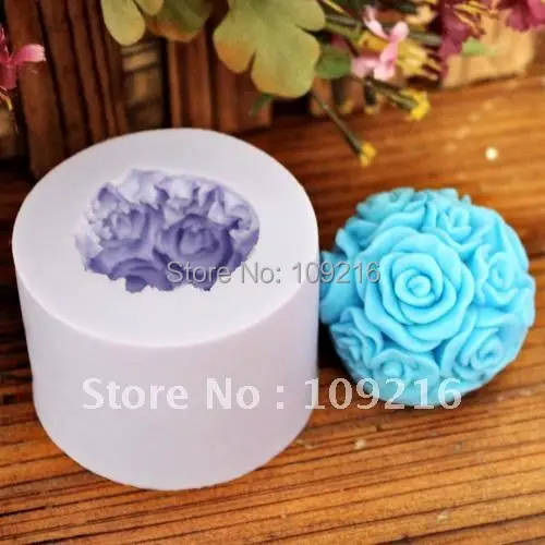 

wholesale!!!New 3D Rose Ball(LZ0091) Silicone Handmade Candle Mold Crafts DIY Mold