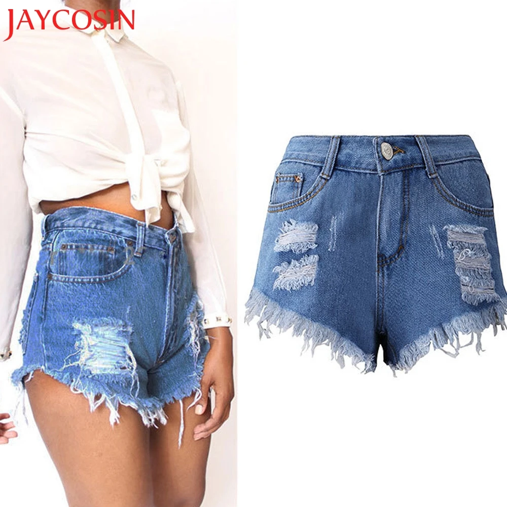 2018 Women Sexy Tassel Hole Shorts Jeans Denim Short Pants High Waist