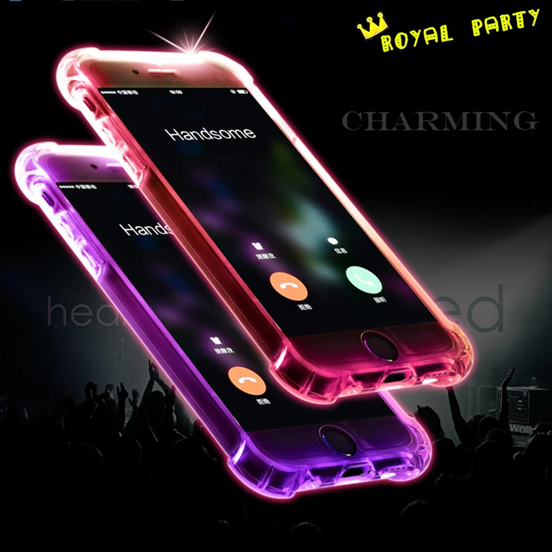 Colourful Calling Flash Light Phone Case for iPhone SE 5s 6 6s 7 Plus Clear Transparent
