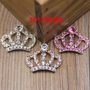 

(50pcs/lot) Handmade Clear Metal Rhinestone Crown Wedding Button Bling Alloy Flatback Tiara Buttons For Bridal Brooches