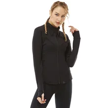 Йога Фитнес Топ женская блуза с длинным рукавом на молнии, профессиональная спортивная топам для Для женщин ткань отводящая влагу бег тренажерный зал Топ Женская футболка S