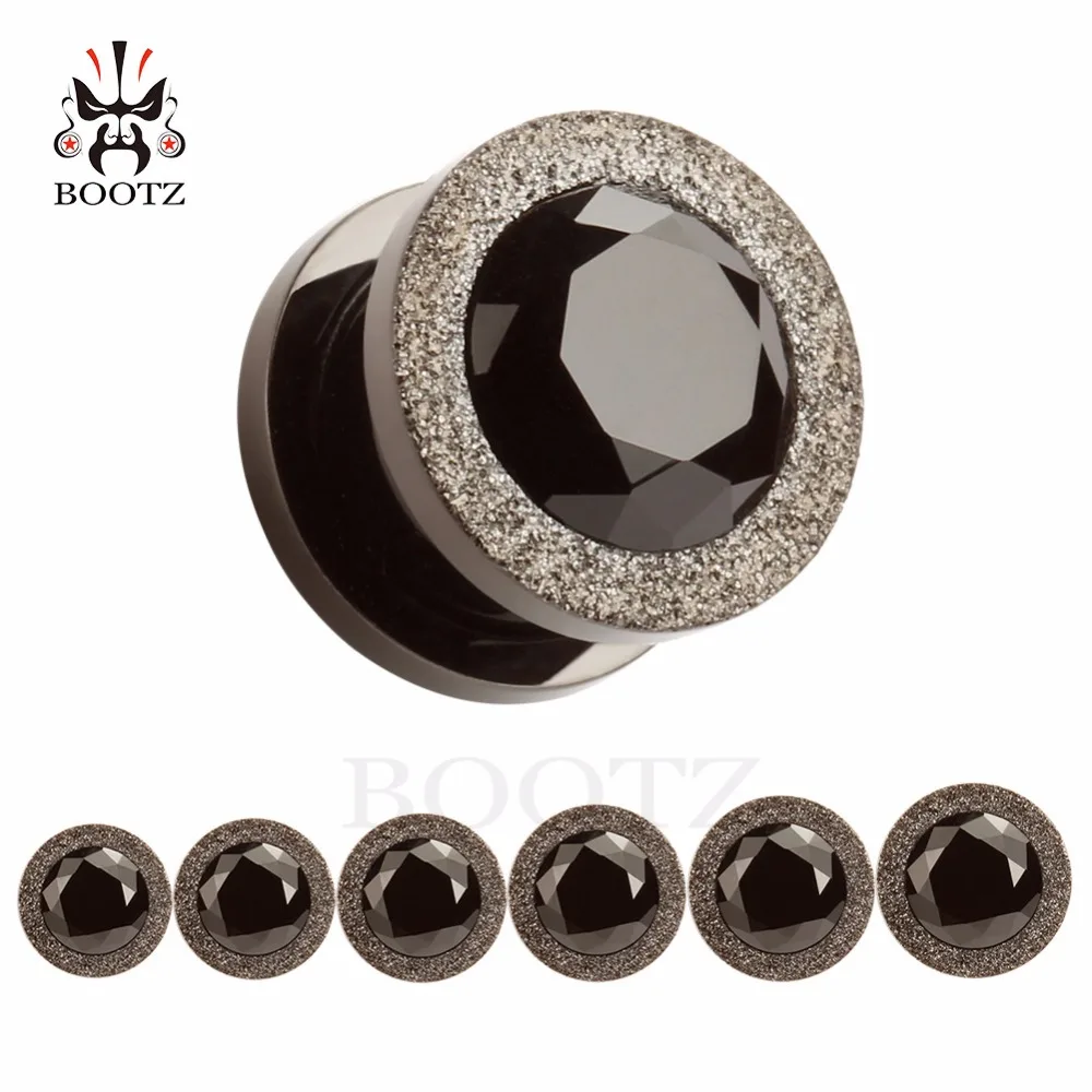 2017 New arrival crystal ear plugs stainless steel gold ear tunnels