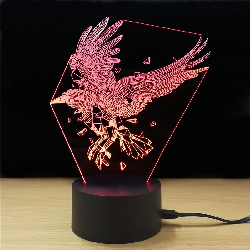 

Shining Colorful Eagle Styling USB 3D LED Night Light Desk Lamp 7 Colors Change USB LED RGB Desk Table Lamp Home Child Bedroom