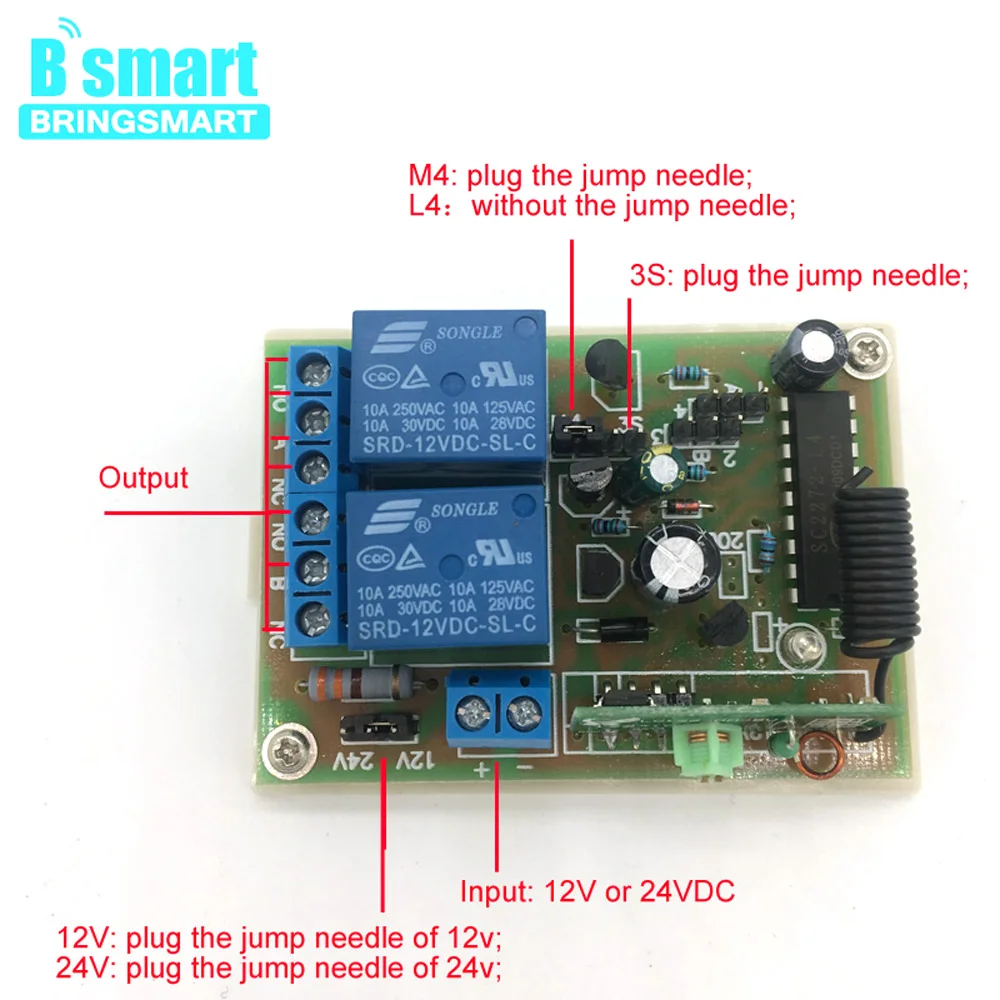 Bringsmart 12-24 в 2-way беспроводной пульт дистанционного управления/двигатель заднего хода/переключатель контроля доступа с оболочкой