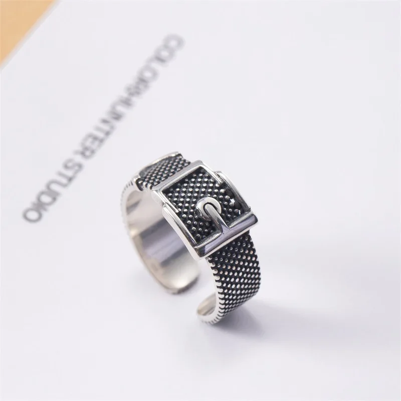 punk style original ring Belt ring man S925 silver rings for men fashion jewelry high quality resize ring free size