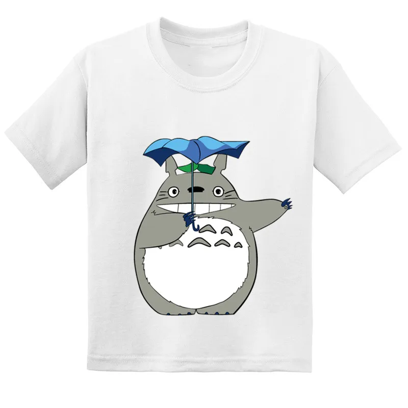 Лидер продаж, Детские Забавные футболки с рисунком Тоторо из японского аниме летняя модная детская хлопковая одежда с героями мультфильмов топы для мальчиков и девочек, футболки, GKT212
