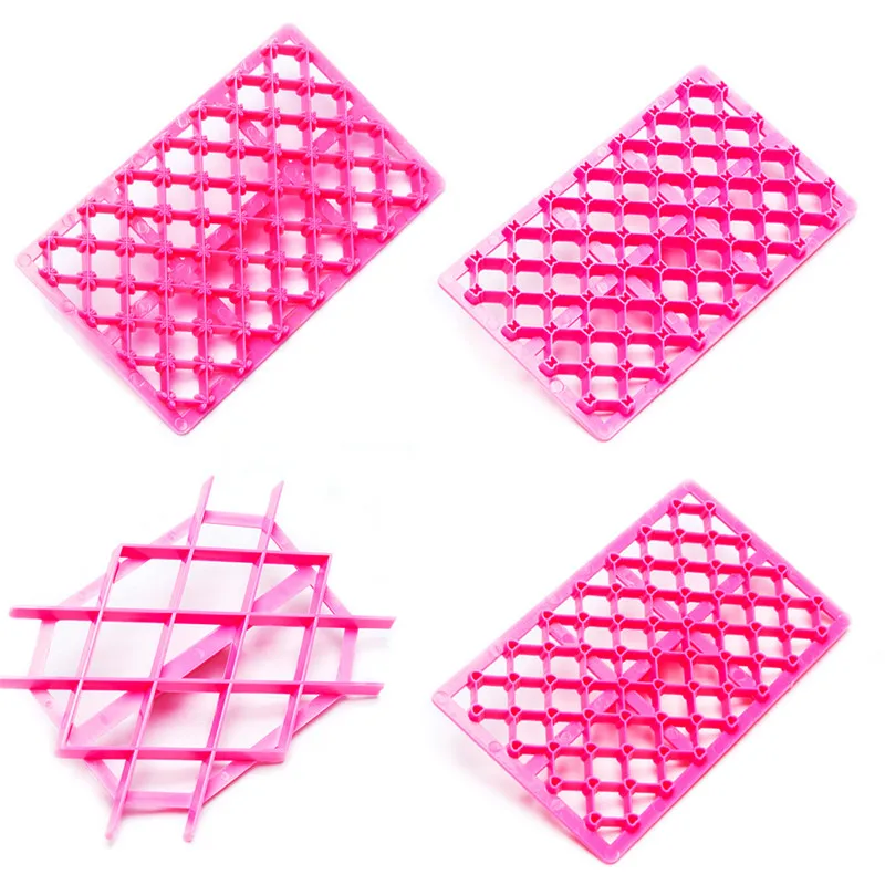

Hot Sale Plastic Printing Biscuits Cake Cookies Cutter Fondant Lace Cake Decoration Petal Quilt Embosser Mold Cake Tools