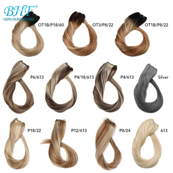 

BHF Human Hair Weave Ombre Balayage Hair Extensions European Straight Machine Made Remy Natural Weft Hair 100g